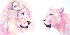 Pink Lions 48" x 96" - Original