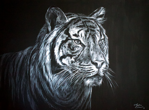 Animal Series- Tiger - White on Black